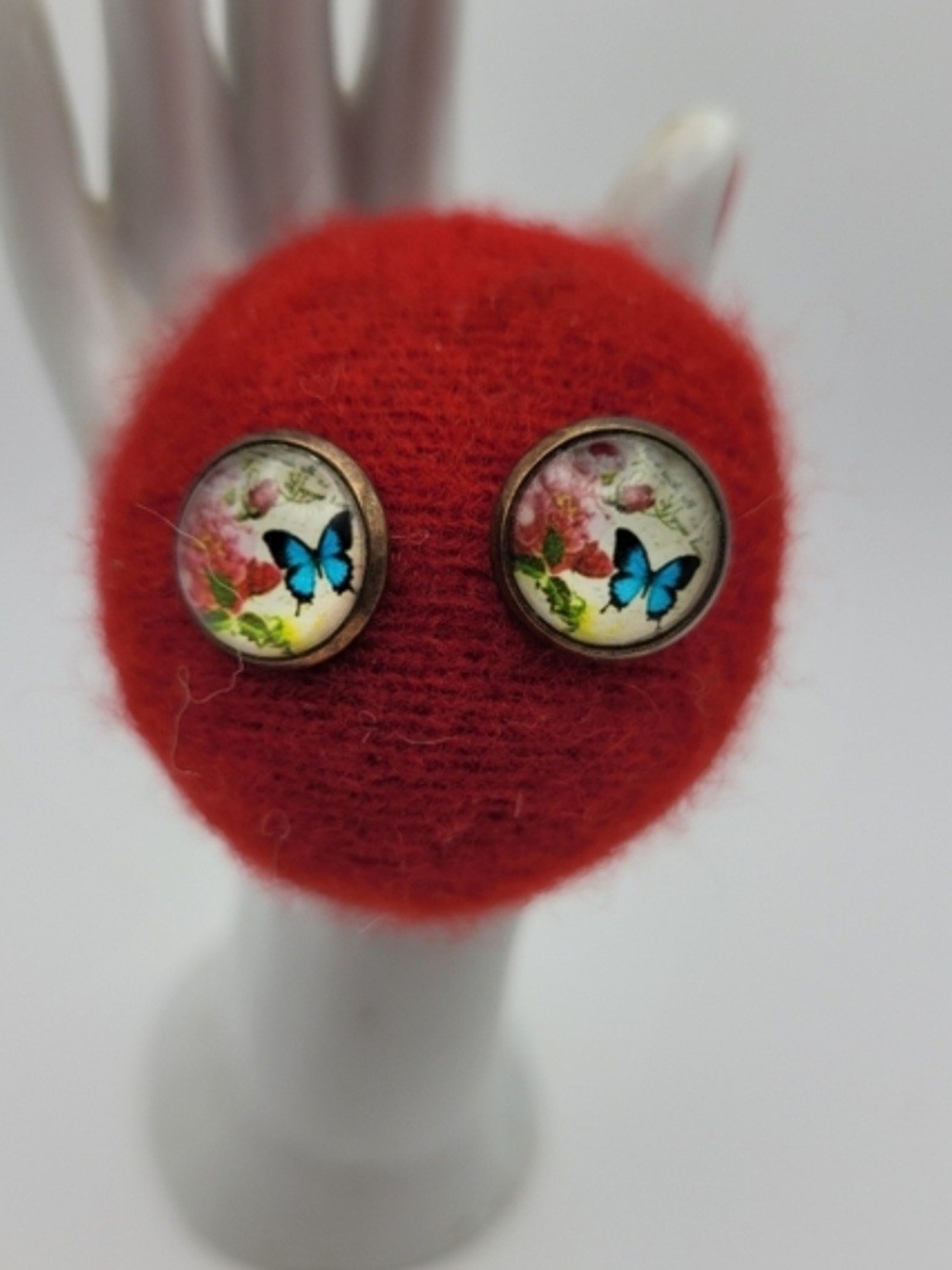 Vintage Butterfly & Floral Stud Earrings